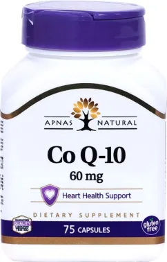 Коензим Q10 Apnas Natural для захисту серця й омолодження організму 75 капсул (740985218006)