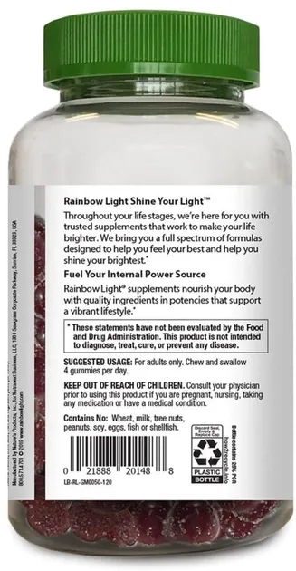 Мультивітаміни Rainbow Light для підтримки енергії для жінок New Women's Multivitamin Gummies 100 желейних цукерок (21888201495) - фото №2