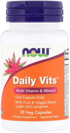 Витаминно-минеральный комплекс NOW Daily Vits 30 веган. капсул (733739037756)
