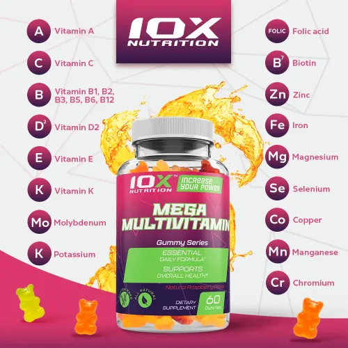 Мультивітаміни, Mega Multivitamin, 10X Nutrition USA, 60 жувальних цукерок (717340890825) - фото №4