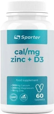 Вітамінно-мінеральний комплекс Sporter Calcium + Magnesium + Zinc + D3 — 60 таблеток (4820249720608)