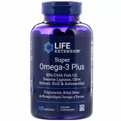 Супер Омега-3 Плюс, Omega Foundations, Super Omega-3 Plus, Life Extension, 120 желатиновых капсул (737870198819)