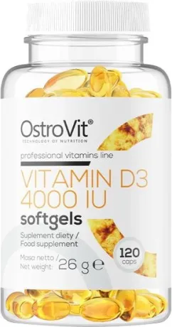 Вітаміни та мінерали OstroVit Vitamin D3 4000 IU 120 капсул (5903933902524)