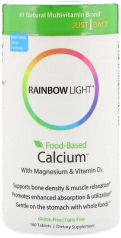 Вітаміни Rainbow Light Кальцій з магнієм і вітаміном D3 Food-Based Calcium with Magnesium & Vitamin D3 180 таблеток (21888109524)