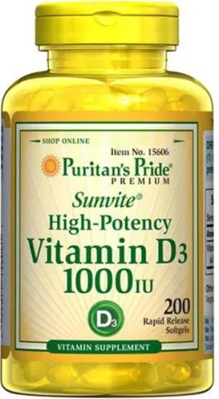 Витамин D3 Puritan's pride Vitamin D3 1000 IU 200 гелевых капсул (025077156061)