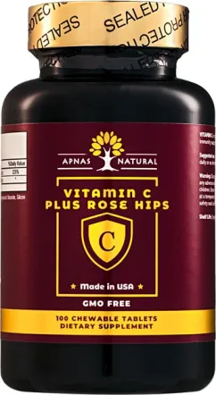 Вітамін C Плюс Шипшина Apnas Natural 100 жувальних таблеток (603051082256)
