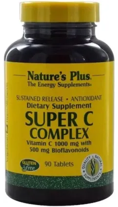 Суперкомплекс вітаміну С, уповільнене вивільнення, Super C Complex, 500 мг, Nature's Plus, 90 таблеток (097467024809)