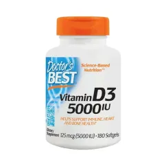 Вітаміни Doctor's Best Вітамін D3 5000IU 180 желатинових капсул (753950002180)