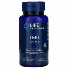 Триметилгліцин, ТМГ, TMG, 500 мг, Life Extension, 60 вегетаріанських капсул (737870185963)