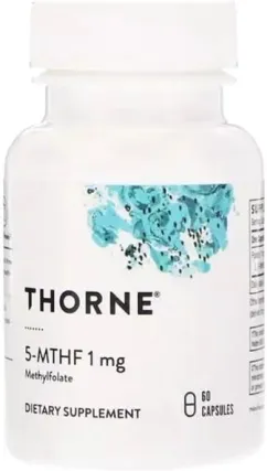 Витамины Thorne Research Фолиевая кислота, Метилфолат, 5-MTHF, 1 мг, 60 капсул (693749129011)