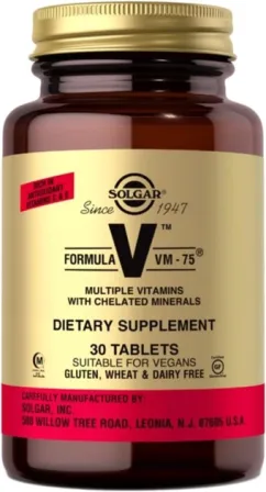 Мультивитаминная Solgar формула, Formula VM-75, 30 таблеток (33984011809)