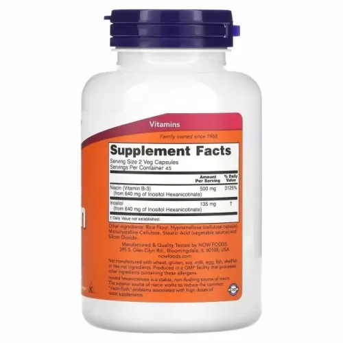 Вітаміни NOW Flush-Free Niacin 250 мг 90 веган. капсул (733739004833) - фото №2