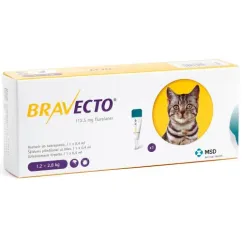 Капли Bravecto Spot On от блох и клещей для кошек малых размеров весом от 1,2 до 2,8 кг, 1 пипетка, 112,5 мл (fa-37090)