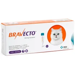 Капли Bravecto Spot On от блох и клещей для кошек средних размеров весом от 2,8 до 6,25 кг, 1 пипетка, 250 мл (fa-37091)