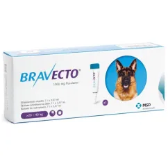 Капли Bravecto Spot On от блох и клещей для собак крупных пород весом от 20 до 40 кг, 1 пипетка, 1000 мл (fa-37707)