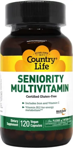 Витаминно-минеральный комплекс Country Life Seniority Multivitamin 120 капсул (015794081814)