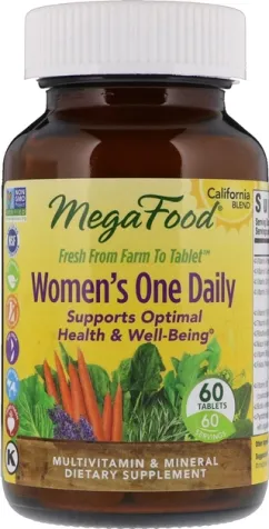 Мультивитамины для женщин, Women's One Daily, California Blend, Mega Food 60 таблеток (51494102848)