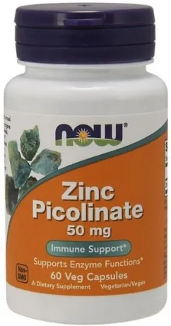 Пиколинат Цинка Now Foods Zinc Picolinat витамин E 50 мг 60 капсул (N1550)