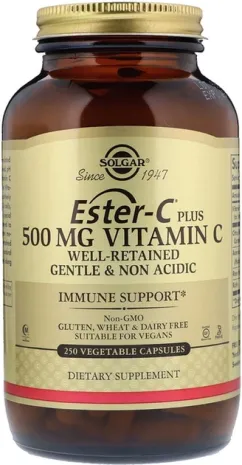 Вітамін Solgar C 500 мг, Ester-C Plus, 250 вегетаріанських капсул (33984010499)