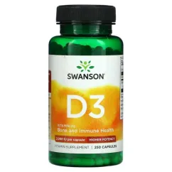 Пищевая добавка Swanson витамин D3 200 капсул2 75 мкг 60 капсул (87614118093)