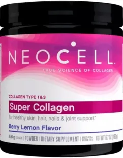 Супер Коллаген NeoCell Тип 1&3, Ягода лимон, Berry Lemon, NeoCell, 7 унций (198 г) (16185129900)