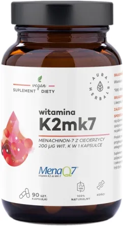 Витамин K2MK7 MenaQ7 200 мкг Aura Herbals капсулы 90 шт (5902479613673)