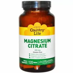 Мінерали Country Life Magnesium Citrate 250 мг 120 таблеток (015794026877)