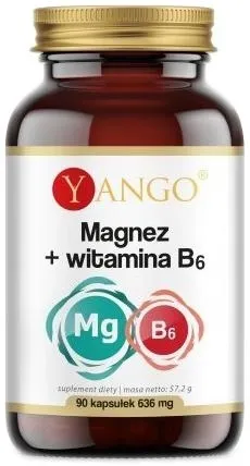 Харчова добавка Yango Магній Вітамін B6 636 мг 90 капсул проти стресу (5903796650501)