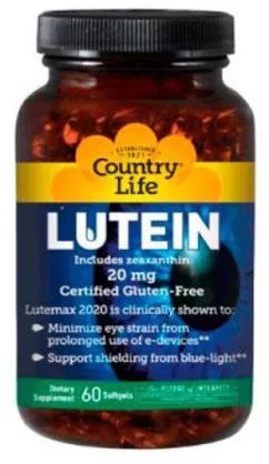 Витамины Country Life LUTEIN 20 MG 60 капсул (015794056058)