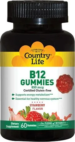 Вітаміни Country Life Vitamin B12 60 жувальних цукерок (015794062929)