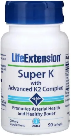 Витамин Life Extension K с улучшенным К2-комплексом, Super K with Advanced K2 Complex, 90 капсул (737870203490)