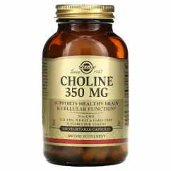 Холін Solgar 350 мг, Choline 350 мг, 100 рослинних капсул (33984008304)