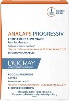 Капсули при хронічному випаданні волосся Ducray Анакапс Прогресив №30 (3282770105322)