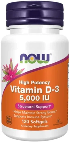 Витамин D3 Now Foods Witamin D3 5000LU 120 таблеток (N0372)