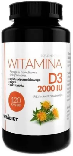 Пищевая добавка Vitadiet Акавит Витамин D3 2000 МЕ 120 капсул (5900425006623)