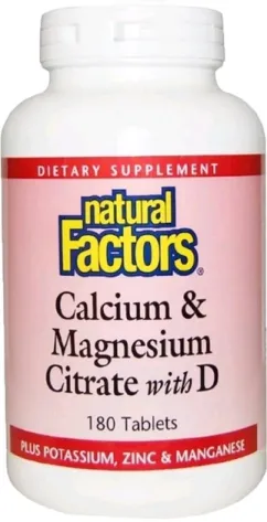 Мінеральний комплекс Natural Factors Цитрат Кальцію Магнію Вітамін D Calcium & Magnesium Citrate With D 180 таблеток (68958016085)