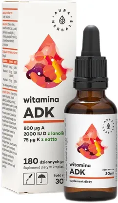 Витамин ADK A+D3 2000 МЕ+K2 Aura Herbals капли 30 мл (5902479610757)
