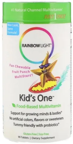 Мультивітаміни Rainbow Light на основі харчових продуктів фруктовий пунш Kid's One 90 жувальних таблеток (21888109821)