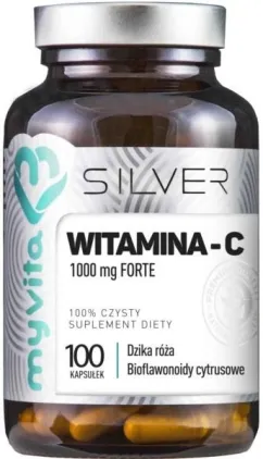 Добавка харчова Myvita Silver Вітамін C 100% 100 капсул для імунітету (5903021590329)