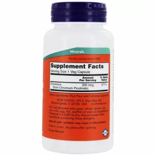 Вітаміни Now Foods Chromium Picolinate 200 мкг 100 веганських капсул (733739014207) - фото №2