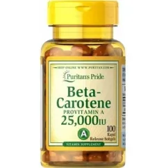 Бета-каротин Puritan's Pride Beta Karoten 25 000 IU 100 капсул (PU220)