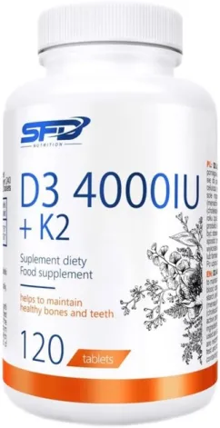 Комплекс вітамінів SFD D3 4000IU + K2 120 таблеток (ALL556)