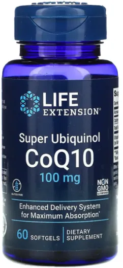 Суперубіхінол коензим Q10 Life Extension, Super Ubiquinol CoQ10 з поліпшеною підтримкою мітохондрій 100 мг 30 гелевих капсул