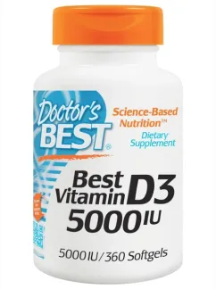 Вітаміни Doctor's Best Вітамін D3 5000IU 360 желатинових капсул (753950002500)