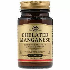 Марганець, Solgar Chelated Manganese, 100 таблеток (33984007208)