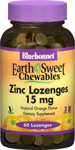 Минералы Bluebonnet Nutrition Earth Swee Цинк апельсин 60 таблеток для рассасывания (743715007451)