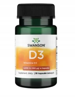 Пищевая добавка Swanson Витамин D3 4000 МЕ 90 капсул для иммунитета (87614118321)