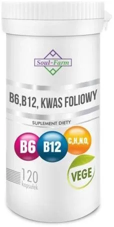 Харчова добавка Soul Farm Premium B6, B12, фолієва кислота 120 капсул (5902706732276)