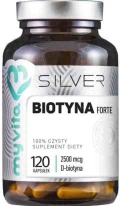 Харчова добавка Myvita Silver Біотин 100% 2500 мкг 120 капсул (5903021590282)