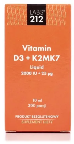 Харчова добавка LABS212 Вітамін D3 + K2MK7 2000 МО + 25 мкг крапель (5903943955459)